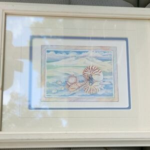 Seashell Art Print in Cream Frame